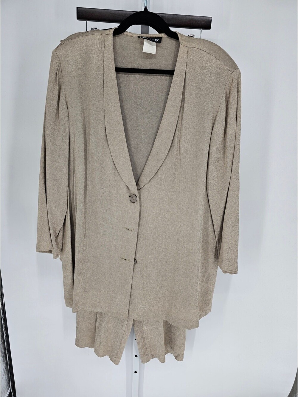Carole Little Gold Acetate Blend Shawl-Neck Casual Pant Suit Size 16